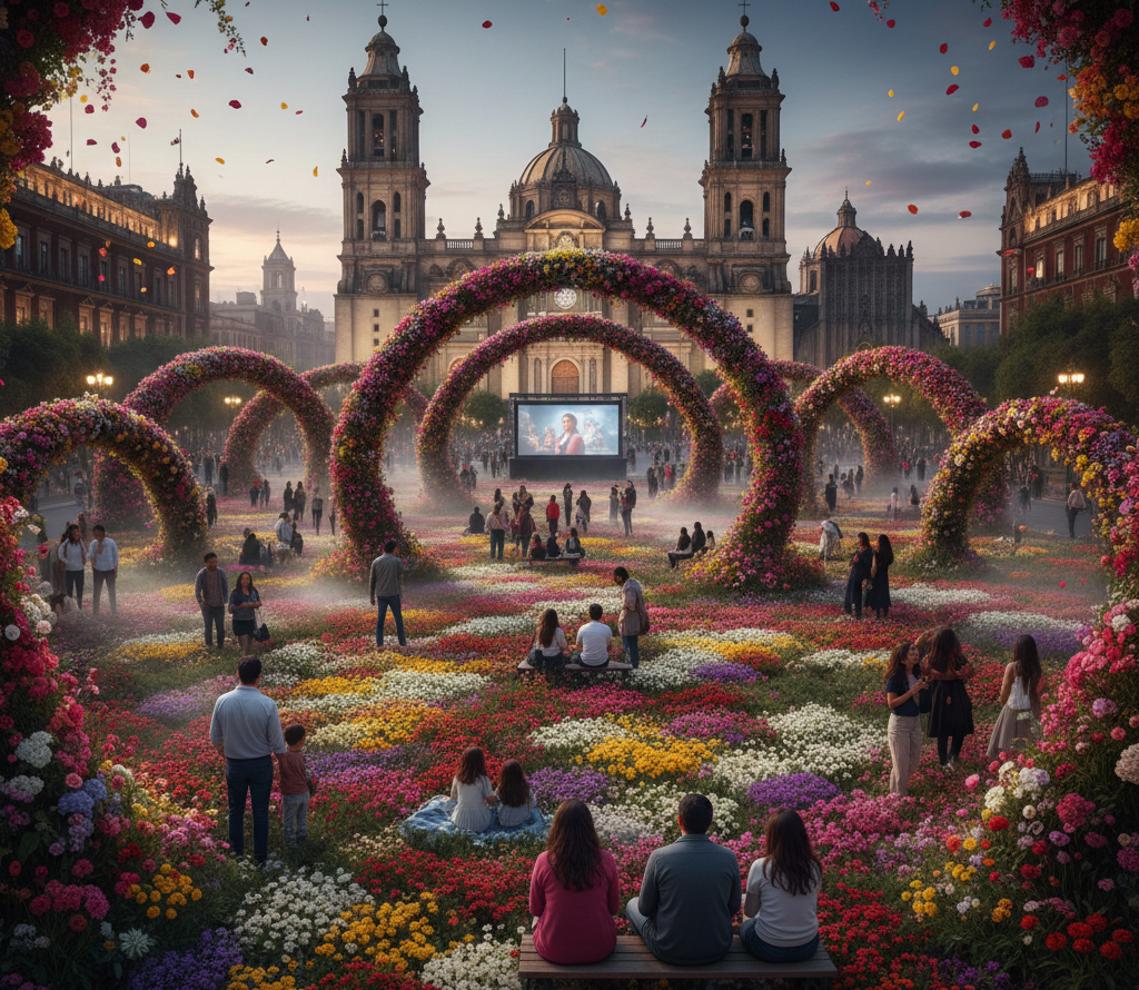 ¿Sin plan para el 14 de febrero? El Zócalo te espera con un jardín floral de ensueño